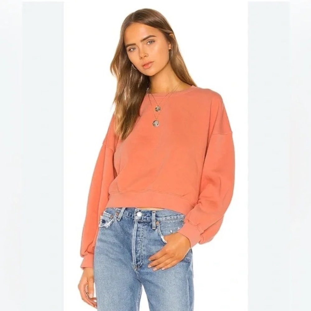 Agolde Creamsicle Balloon Sleeve Sweatshirt Cropped, 100% Cotton Terry Sz M